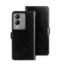 For vivo Y17s 4G Global idewei Crazy Horse Texture Leather Phone Case(Black) - 1