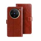 For vivo X100 idewei Crazy Horse Texture Leather Phone Case(Brown) - 1