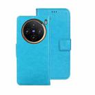 For vivo X100 idewei Crazy Horse Texture Leather Phone Case(Sky Blue) - 1