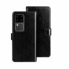 For vivo V30 Pro idewei Crazy Horse Texture Leather Phone Case(Black) - 1
