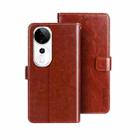 For vivo V40 5G idewei Crazy Horse Texture Leather Phone Case(Brown) - 1