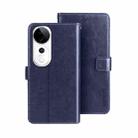 For vivo V40 5G idewei Crazy Horse Texture Leather Phone Case(Blue) - 1