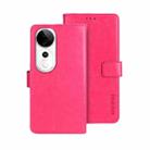 For vivo V40 5G idewei Crazy Horse Texture Leather Phone Case(Rose Red) - 1