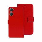 For vivo Y03 4G Global idewei Crazy Horse Texture Leather Phone Case(Red) - 1