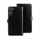 For vivo Y03 4G Global idewei Crazy Horse Texture Leather Phone Case(Black) - 1