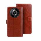 For Realme 11 Pro idewei Crazy Horse Texture Leather Phone Case with Holder(Brown) - 1