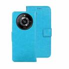 For Realme 11 Pro idewei Crazy Horse Texture Leather Phone Case with Holder(Sky Blue) - 1