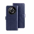 For Realme 11 Pro idewei Crazy Horse Texture Leather Phone Case with Holder(Blue) - 1