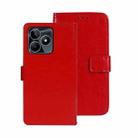 For Realme C53 / Narzo N53 idewei Crazy Horse Texture Leather Phone Case with Holder(Red) - 1