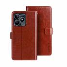 For Realme C53 / Narzo N53 idewei Crazy Horse Texture Leather Phone Case with Holder(Brown) - 1