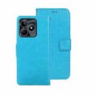 For Realme C53 / Narzo N53 idewei Crazy Horse Texture Leather Phone Case with Holder(Sky Blue) - 1