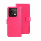 For Xiaomi Redmi Note 13 5G idewei Crazy Horse Texture Leather Phone Case(Rose Red) - 1