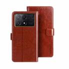 For Xiaomi Poco X6 Pro 5G idewei Crazy Horse Texture Leather Phone Case(Brown) - 1