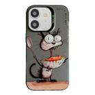 For iPhone 12 Animal Pattern Oil Painting Series PC + TPU Phone Case(Eating Rat) - 1