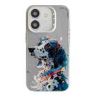 For iPhone 12 Animal Pattern Oil Painting Series PC + TPU Phone Case(Spotted Dog) - 1