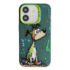 For iPhone 12 Animal Pattern Oil Painting Series PC + TPU Phone Case(Green Dog) - 1