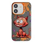 For iPhone 12 Animal Pattern Oil Painting Series PC + TPU Phone Case(Smiling Cat) - 1