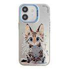 For iPhone 12 Animal Pattern Oil Painting Series PC + TPU Phone Case(Stupid Cat) - 1