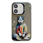 For iPhone 12 Animal Pattern Oil Painting Series PC + TPU Phone Case(Hoodie Dog) - 1