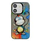 For iPhone 12 Animal Pattern Oil Painting Series PC + TPU Phone Case(Happy Monkey) - 1