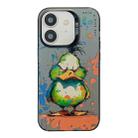 For iPhone 12 Animal Pattern Oil Painting Series PC + TPU Phone Case(Wrath Duck) - 1