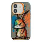 For iPhone 12 Animal Pattern Oil Painting Series PC + TPU Phone Case(Fat Rabbit) - 1