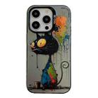 For iPhone 12 Pro Animal Pattern Oil Painting Series PC + TPU Phone Case(Black Cat) - 1