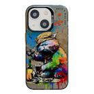 For iPhone 13 Animal Pattern Oil Painting Series PC + TPU Phone Case(Drinking Cat) - 1