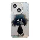 For iPhone 13 Animal Pattern Oil Painting Series PC + TPU Phone Case(Black Dog) - 1