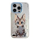 For iPhone 13 Pro Animal Pattern Oil Painting Series PC + TPU Phone Case(Stupid Cat) - 1