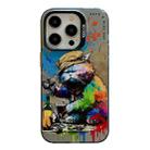 For iPhone 13 Pro Max Animal Pattern Oil Painting Series PC + TPU Phone Case(Drinking Cat) - 1