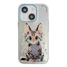 For iPhone 14 Animal Pattern Oil Painting Series PC + TPU Phone Case(Stupid Cat) - 1