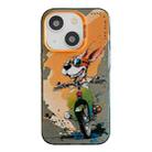 For iPhone 14 Animal Pattern Oil Painting Series PC + TPU Phone Case(Bicycle Dog) - 1