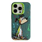 For iPhone 14 Pro Animal Pattern Oil Painting Series PC + TPU Phone Case(Green Dog) - 1