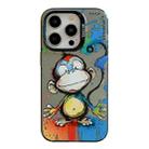 For iPhone 14 Pro Animal Pattern Oil Painting Series PC + TPU Phone Case(Happy Monkey) - 1