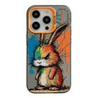 For iPhone 14 Pro Animal Pattern Oil Painting Series PC + TPU Phone Case(Fat Rabbit) - 1