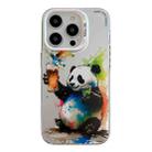 For iPhone 15 Pro Max Animal Pattern Oil Painting Series PC + TPU Phone Case(Panda) - 1