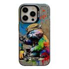 For iPhone 15 Pro Max Animal Pattern Oil Painting Series PC + TPU Phone Case(Drinking Cat) - 1