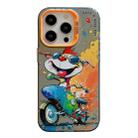 For iPhone 15 Pro Animal Pattern Oil Painting Series PC + TPU Phone Case(Motorcycle Dog) - 1