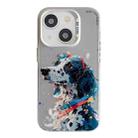 For iPhone 15 Animal Pattern Oil Painting Series PC + TPU Phone Case(Spotted Dog) - 1