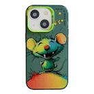 For iPhone 15 Animal Pattern Oil Painting Series PC + TPU Phone Case(Happy Mouse) - 1