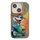 For iPhone 15 Animal Pattern Oil Painting Series PC + TPU Phone Case(Motorcycle Dog) - 1