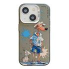 For iPhone 15 Animal Pattern Oil Painting Series PC + TPU Phone Case(Wolf) - 1