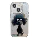 For iPhone 15 Plus Animal Pattern Oil Painting Series PC + TPU Phone Case(Black Dog) - 1