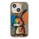 For iPhone 15 Plus Animal Pattern Oil Painting Series PC + TPU Phone Case(Fat Rabbit) - 1