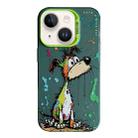 For iPhone 14 Plus Animal Pattern Oil Painting Series PC + TPU Phone Case(Green Dog) - 1