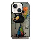 For iPhone 14 Plus Animal Pattern Oil Painting Series PC + TPU Phone Case(Black Cat) - 1