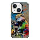 For iPhone 14 Plus Animal Pattern Oil Painting Series PC + TPU Phone Case(Drinking Cat) - 1