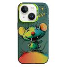 For iPhone 14 Plus Animal Pattern Oil Painting Series PC + TPU Phone Case(Happy Mouse) - 1