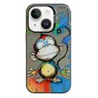 For iPhone 14 Plus Animal Pattern Oil Painting Series PC + TPU Phone Case(Happy Monkey) - 1